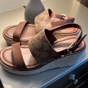 Beige Coach wedges size 8 1/2 good condition
